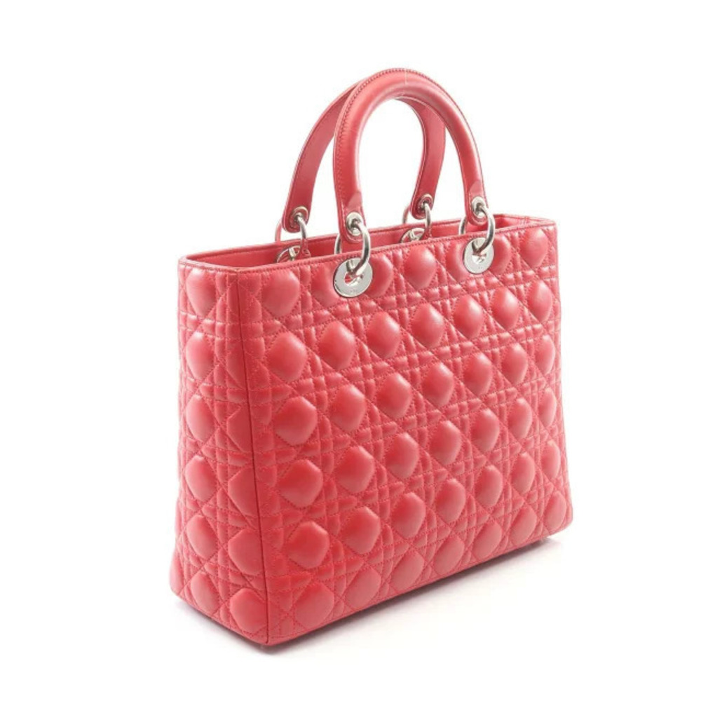 Dior Handbag Lady Leather Red Cannage
